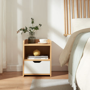 Nachttisch Bordkak 45x36x34 cm Eicheoptik/Weiß [en.casa]