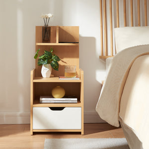 Nachttisch Bordkak mit Regal 75x35x30 cm Eicheoptik/Weiß [en.casa]