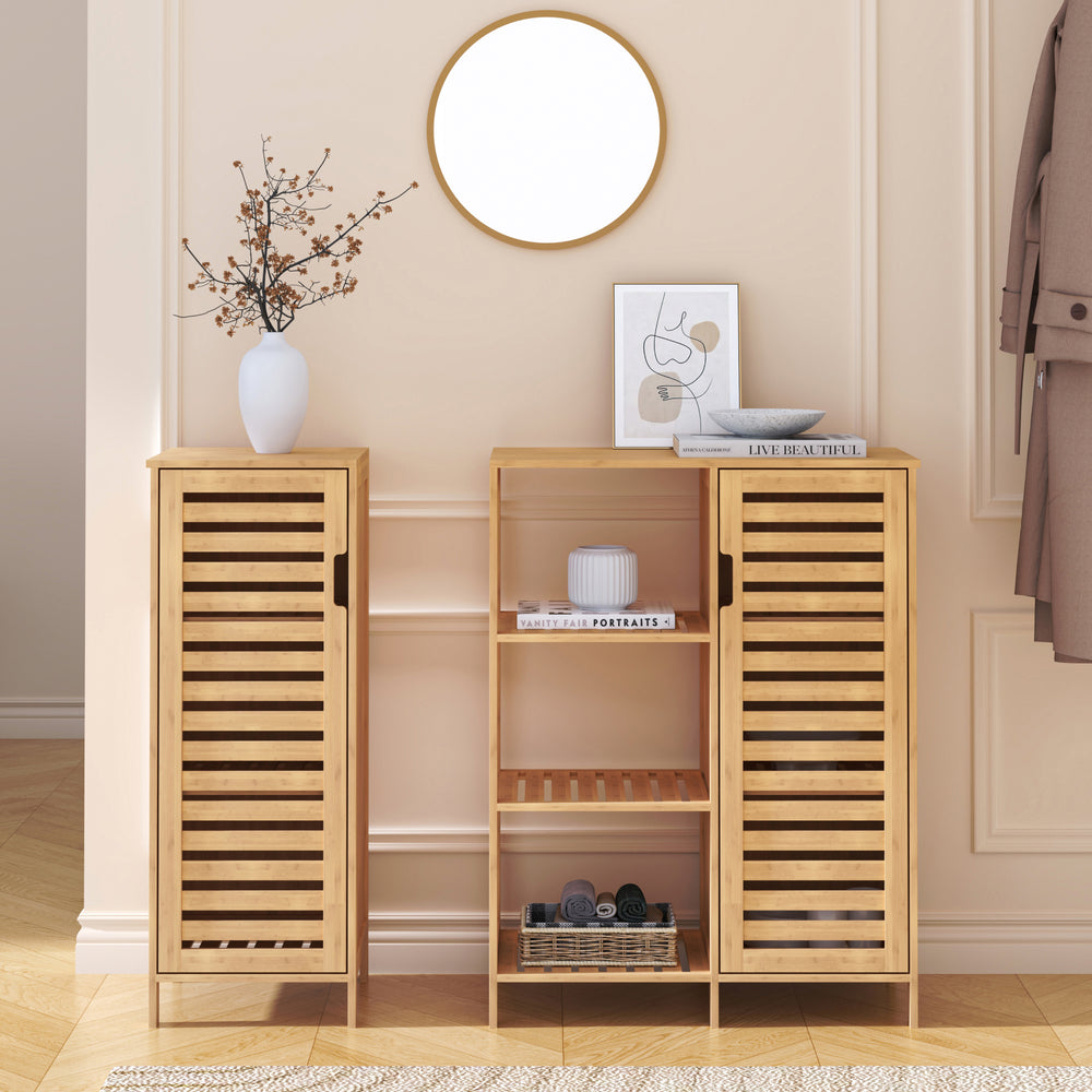Beistellschrank Hakseri 2-tlg. 87x99x33 cm Bambus Natur [en.casa]