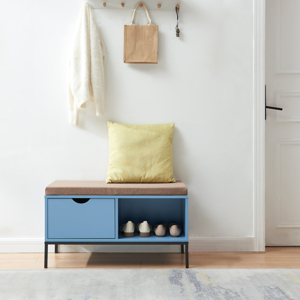 Schuhbank Colwyn 80x40x45 cm Blau [en.casa]