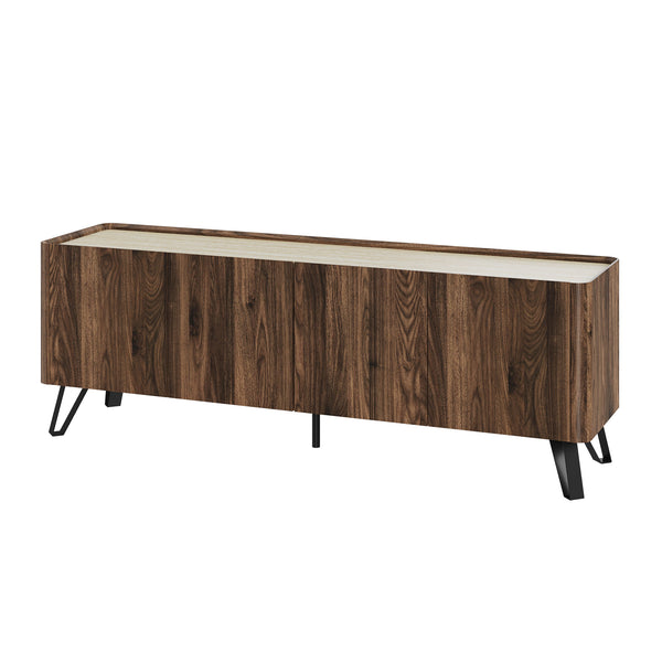 Fernsehschrank Trorlon 160x40x55 cm Walnussoptik/Travertin [en.casa]