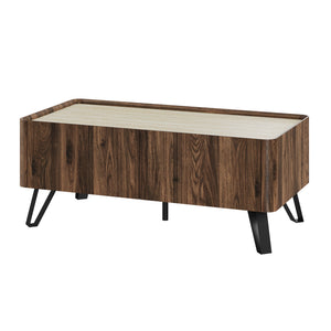 Couchtisch Trorlon 100x50x40 cm Walnussoptik/Travertin [en.casa]