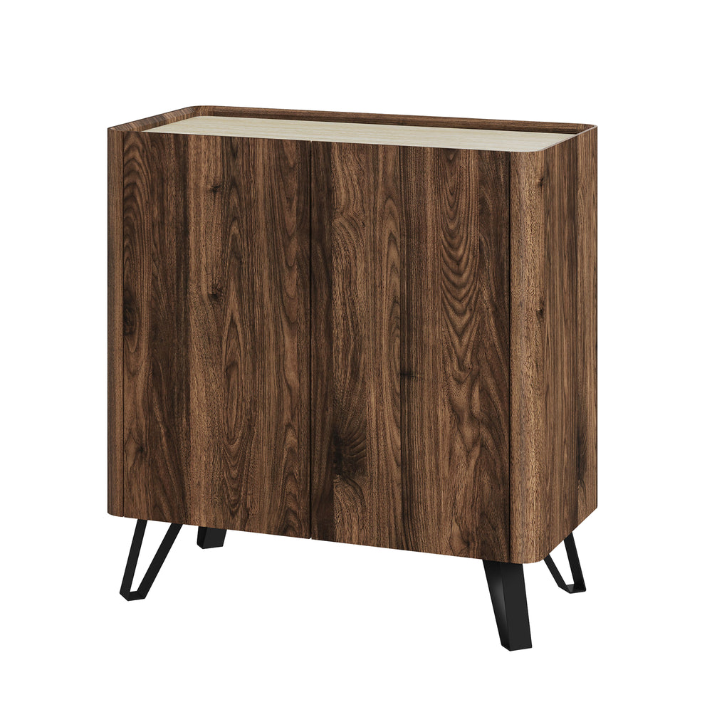 Kommode Trorlon 83x80x40 cm Walnussoptik/Travertin [en.casa]