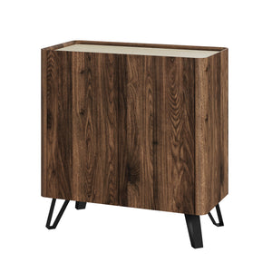 Kommode Trorlon 83x80x40 cm Walnussoptik/Travertin [en.casa]