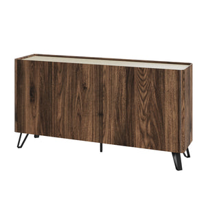 Sideboard Trorlon 160x40x83 cm Walnussoptik/Travertin [en.casa]