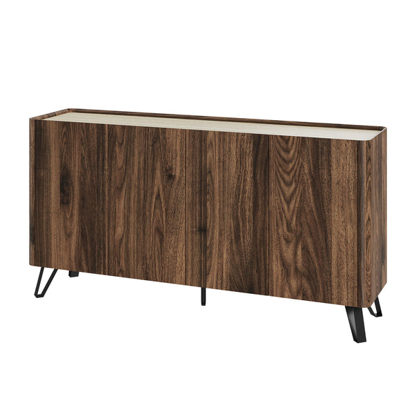 Sideboard Trorlon 160x40x83 cm Walnussoptik/Travertin [en.casa]