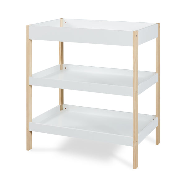 Wickeltisch Oupilu mit 2 Ablagen 91x82x53 cm Weiß [en.casa]