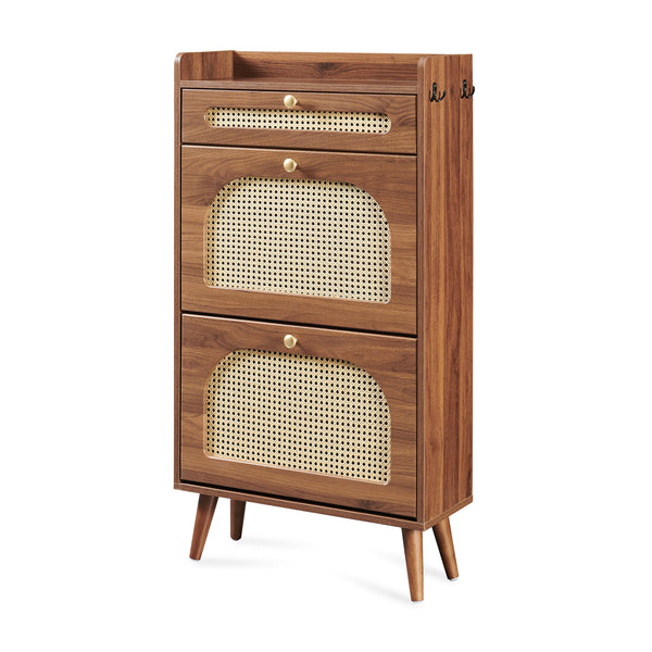 Schuhkipper Virievarnu 111x60x24 cm Walnussoptik [en.casa]