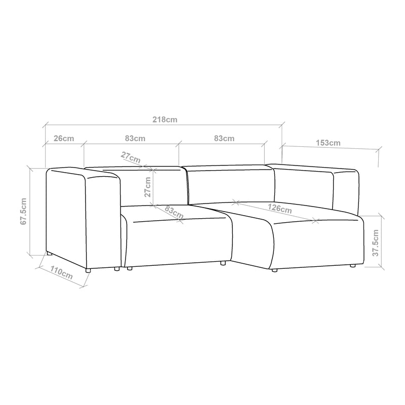 Maßskizze Sofa Suldal [en.casa]