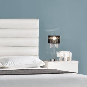 Tischleuchte Schwarz [40 cm x Ø20 cm] Tischlampe Kristall Textil Lampe [lux.pro]