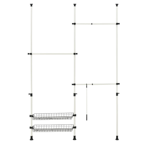 Teleskopgarderobe Kemi mit 3 Garderobenstangen [en.casa]