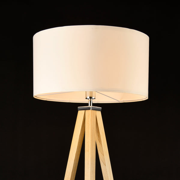 Stehleuchte Queluz 1xE27 Ø50x152 cm Holzfarben/Weiß lux.pro