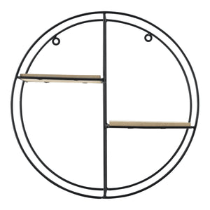 Wandregal Lily 35x12x35 cm Runddesign mit 2 Ablagen Schwarz en.casa