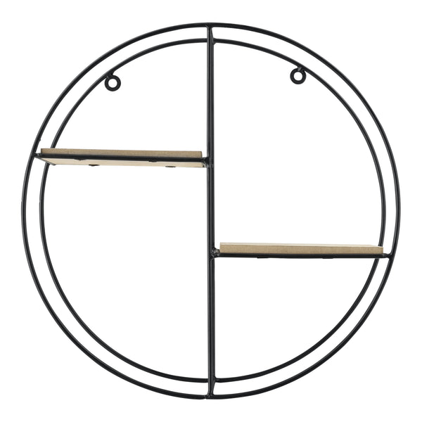 Wandregal Lily 35x12x35 cm Runddesign mit 2 Ablagen Schwarz en.casa