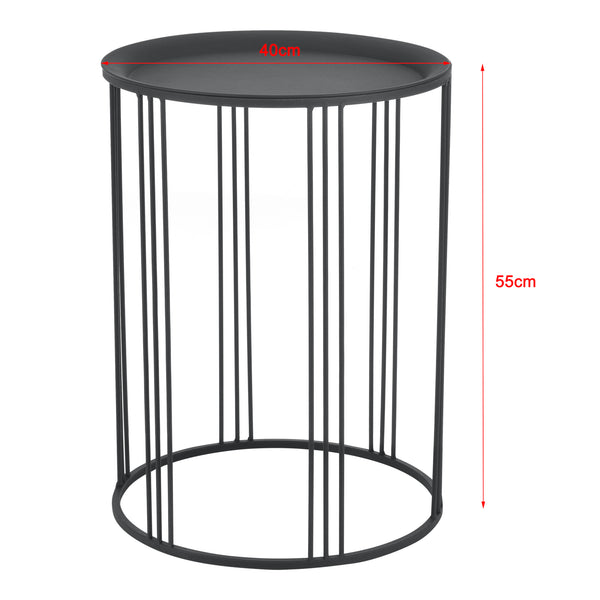 Beistelltisch Batumi 2er Set Rund Metall Schwarz en.casa