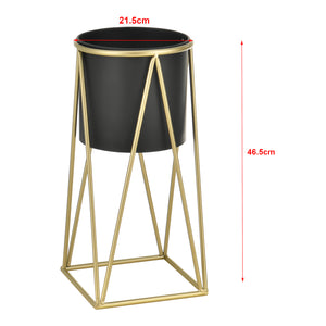 Pflanzenständer Lennik 2er-Set Metall Schwarz Messingfarben [en.casa]