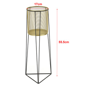 2er-Set Pflanzständer Roosdaal aus Metall Schwarz Messingfarben en.casa