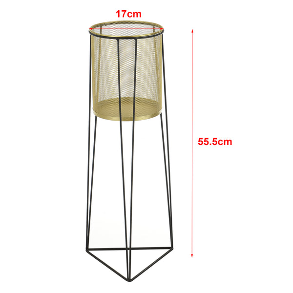 2er-Set Pflanzständer Roosdaal aus Metall Schwarz Messingfarben en.casa