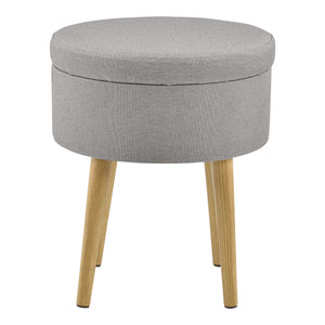 Beistelltisch Aurere Ø 36 cm Polster mit Staumraum Holz Natur/Grau en.casa