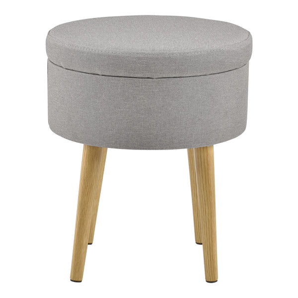 Beistelltisch Aurere Ø 36 cm Polster mit Staumraum Holz Natur/Grau en.casa