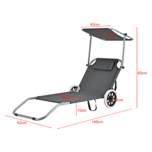 2er-Set Sonnenliege Falun mit Dach und Rollen Anthrazitgrau casa.pro