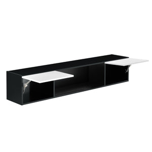 Hängeboard Thabong 150x30x30 cm mit LED Beleuchtung Schwarz/Weiß en.casa