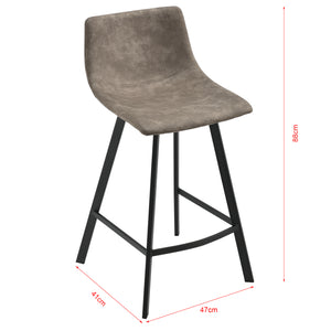 2er-Set Barhocker Edinburgh mit Metallbeinen Wildlederimitat Gepolstert Dunkelgrau en.casa