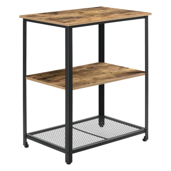 Servierwagen Freiburg Rollwagen mit Ablage Schwarz/Holzfarben en.casa