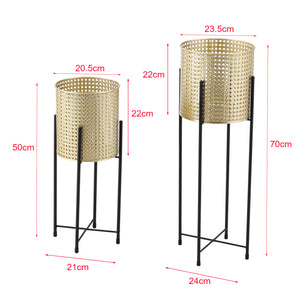 Blumentopf Ständer Mol 2-tlg. Schwarz-Goldfarben en.casa