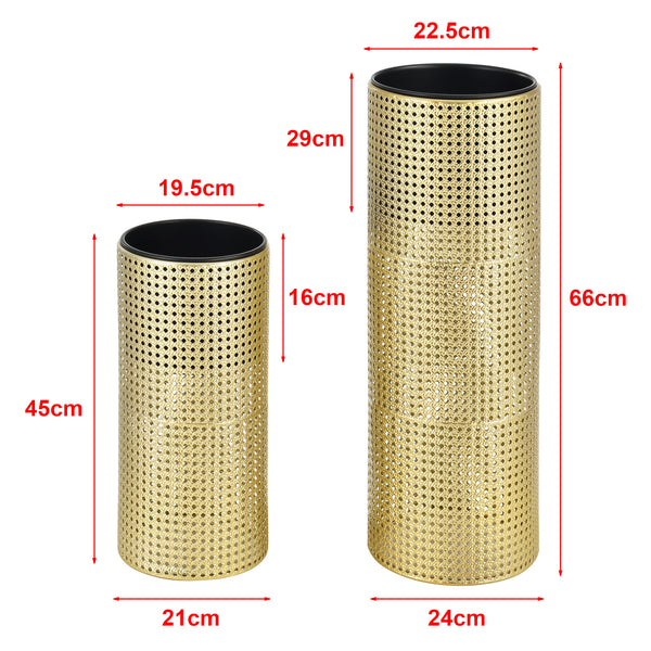 Blumenständer Lüttich 2er Set Schwarz/Goldfarben en.casa