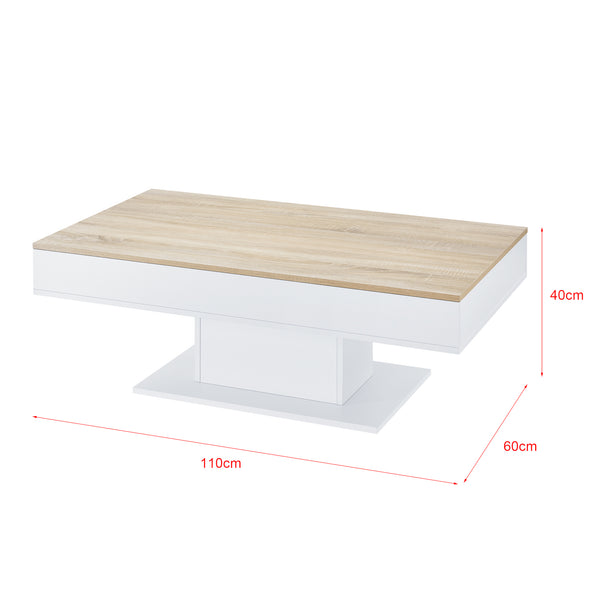 Couchtisch Lünen 40x110x60cm mit 2 Staufächer Eicheoptik Weiß en.casa