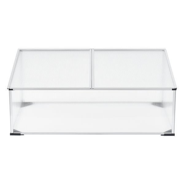 Frühbeet Hoorn mit Zweigeteiltem Dach 100x60x40 cm Aluminium Polycarbonat en.casa