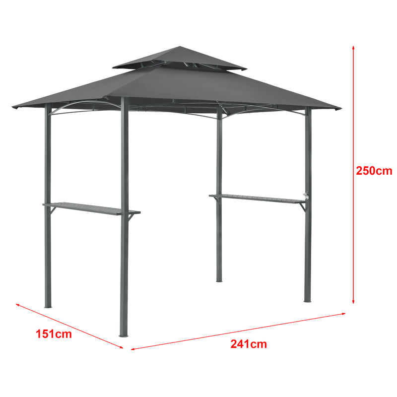 Maßskizze Grillpavillon Parga 250x241x151 cm Dunkelgrau [en.casa]