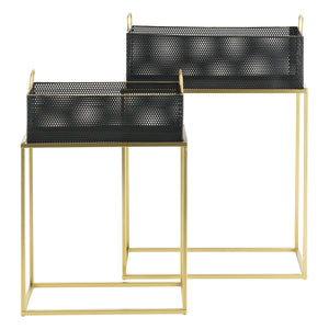 Pflanzständer Jurbise 2er Set Messingfarben/Schwarz en.casa