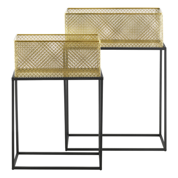 Blumenständer Anderlues 2er Set Schwarz/Messingfarben en.casa