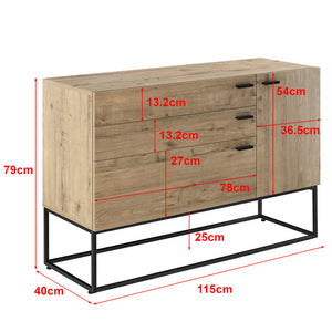 Sideboard Hylte 115x40x79cm Eicheoptik en.casa