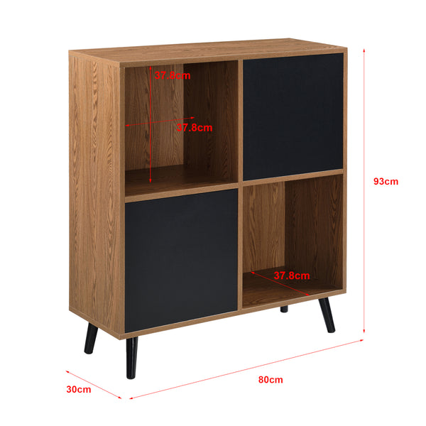 Beistellschrank Heby 93x80x30 cm Dunkler Holzton/Schwarz en.casa