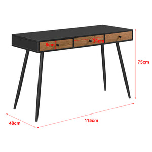 Schreibtisch Tumba 115x48x75cm Schwarz/Dunkler Holzton en.casa