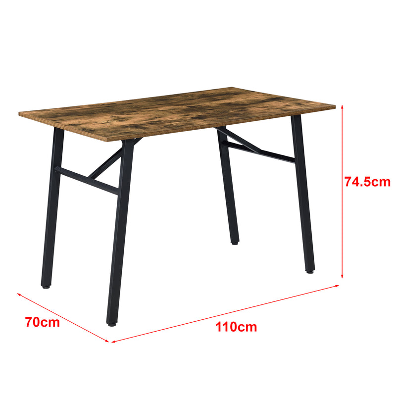 Maßskizze Esstisch Flatanger 110x70x75cm für 4 Personen Dunkler Holzton [en.casa]
