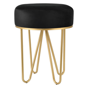 Sitzhocker Runö Polsterhocker bis 100 kg Schwarz/Messingfarben [en.casa]