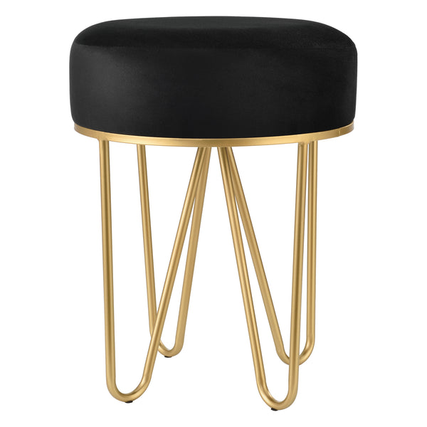 Sitzhocker Runö Polsterhocker bis 100 kg Schwarz/Messingfarben [en.casa]