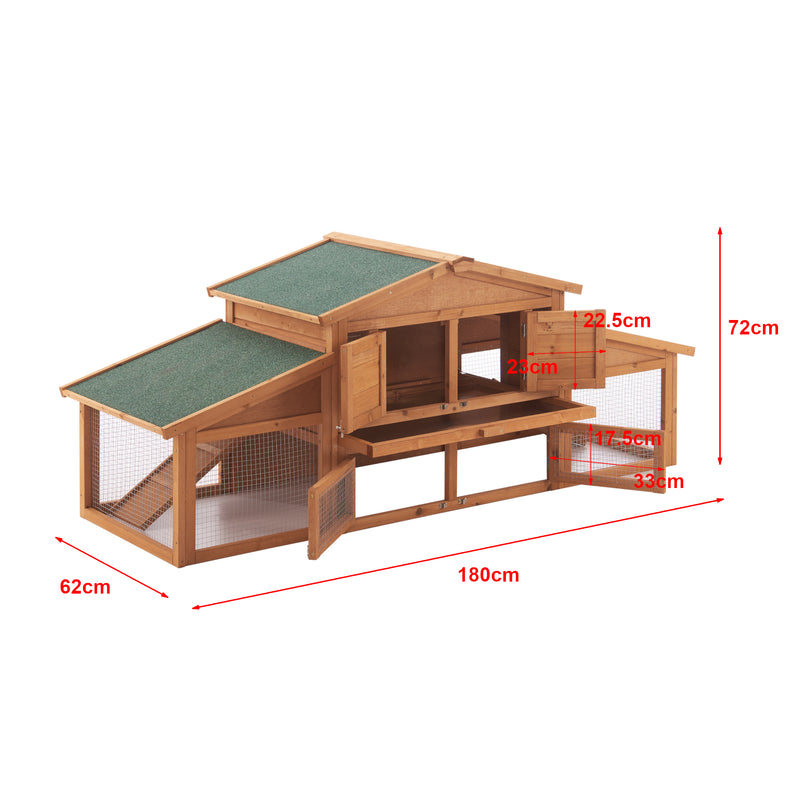 Maßskizze Kaninchenstall Schmitten 72x180x62cm Tannenholz [en.casa]