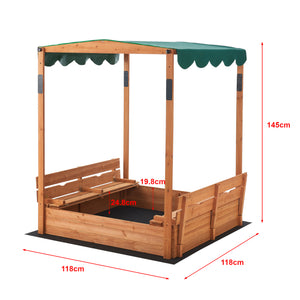 Sandkasten Pitsunda mit höhenverstellbarem Dach 145x118x118cm [en.casa]