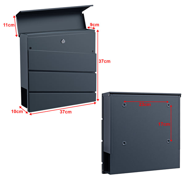 Briefkasten Achtrup 37x37x11cm Stahl Anthrazit [en.casa]