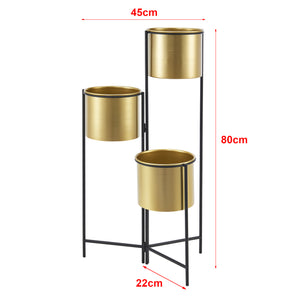 Pflanzständer Haasdonk 3-tlg. Schwarz Messingfarben [en.casa]