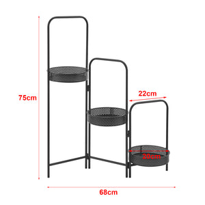 Pflanzständer Vrasene mit 3 Pflanzschalen Metall Schwarz [en.casa]