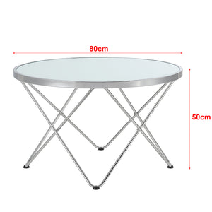 Couchtisch Nikkeby Metallgestell Silber/Milchglasoptik [en.casa]