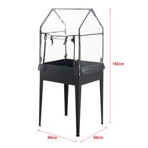 Hochbeet mit Gewächshaus Katwijk 60x60x152cm Stahl Anthrazit [en.casa]