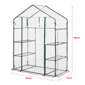 Gewächshaus Hoorn mit Ablagen 140x73x195cm Transparent [en.casa]
