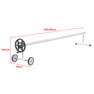 Pool Aufrollvorrichtung Amorgo mit Rädern Aluminium [en.casa]